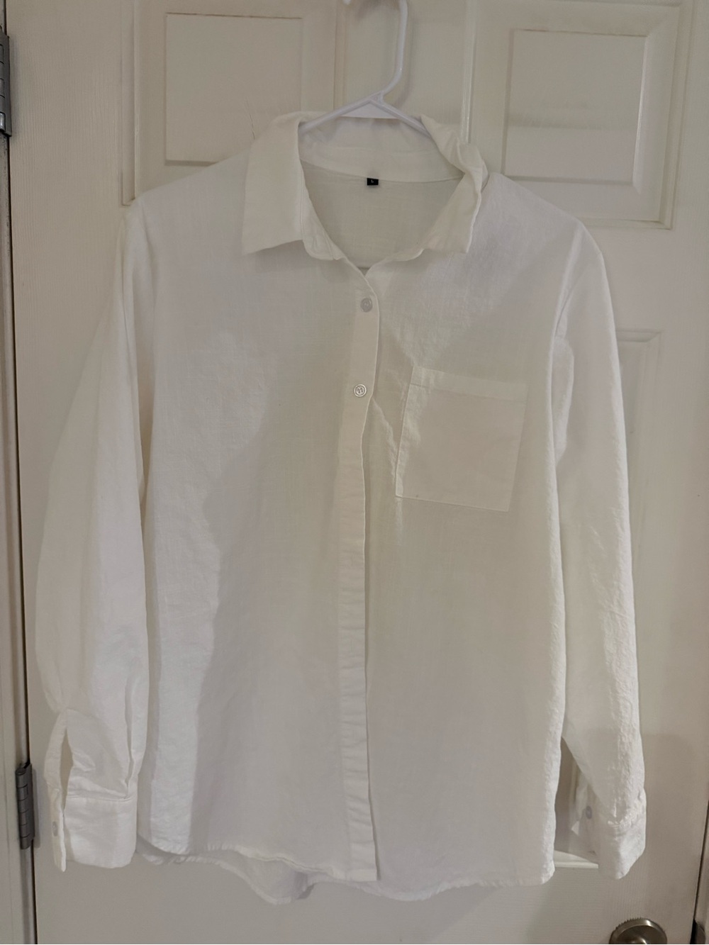 Women's 100% Cotton White Button-Down Shirt  Casual Chic Crisp Classic  Large